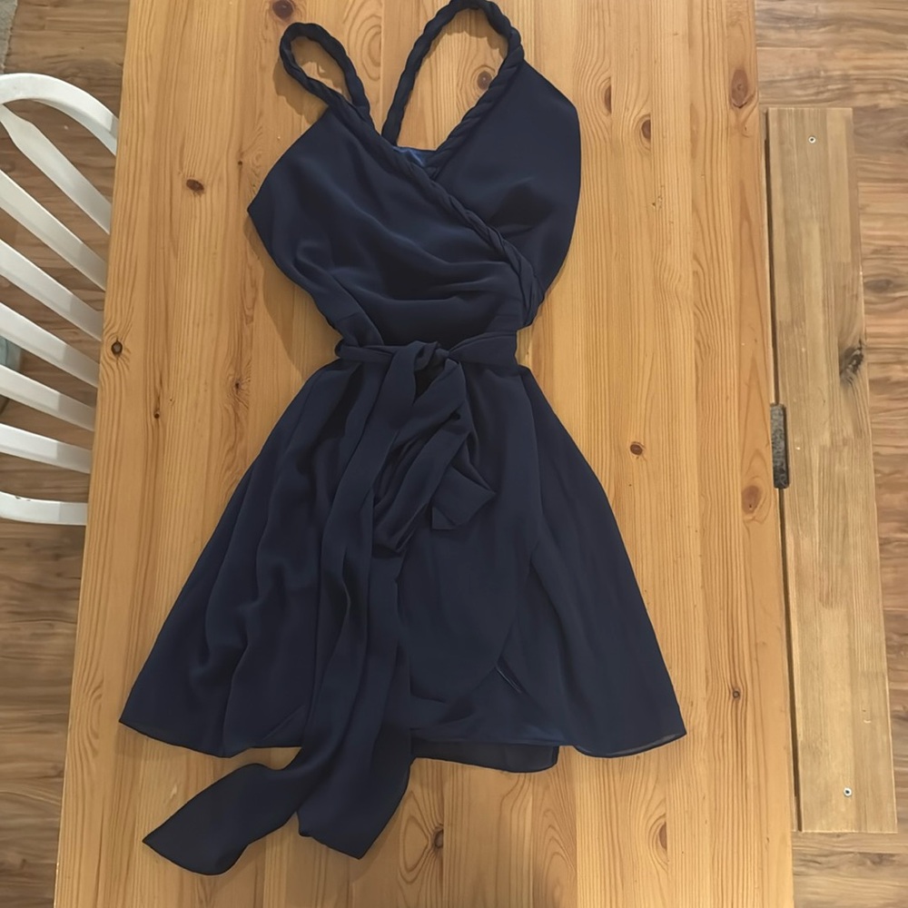 Ceremony by Joanna August Navy women's M wrap dress with braided straps